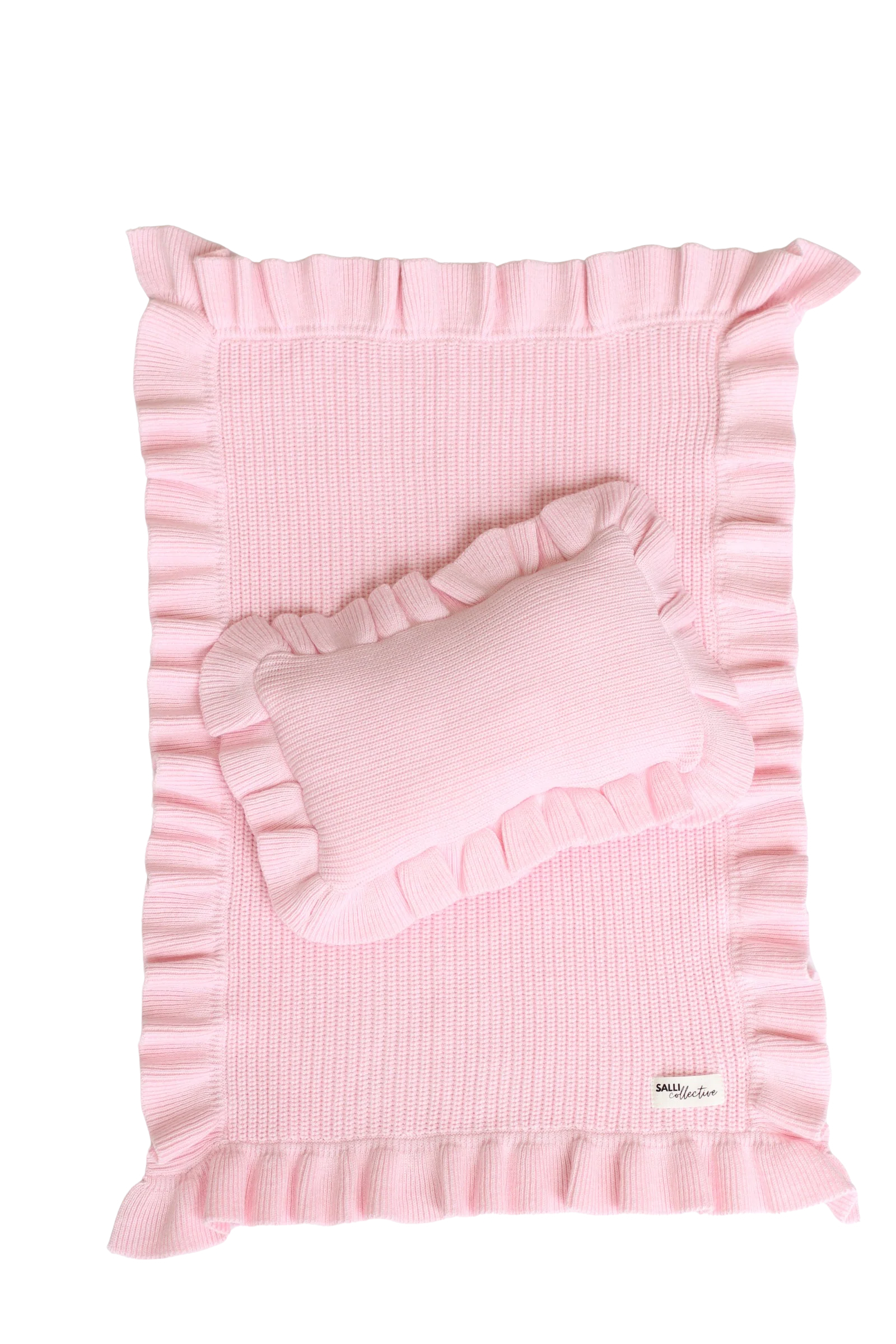Pink frilled doll Blanket + Pillow set