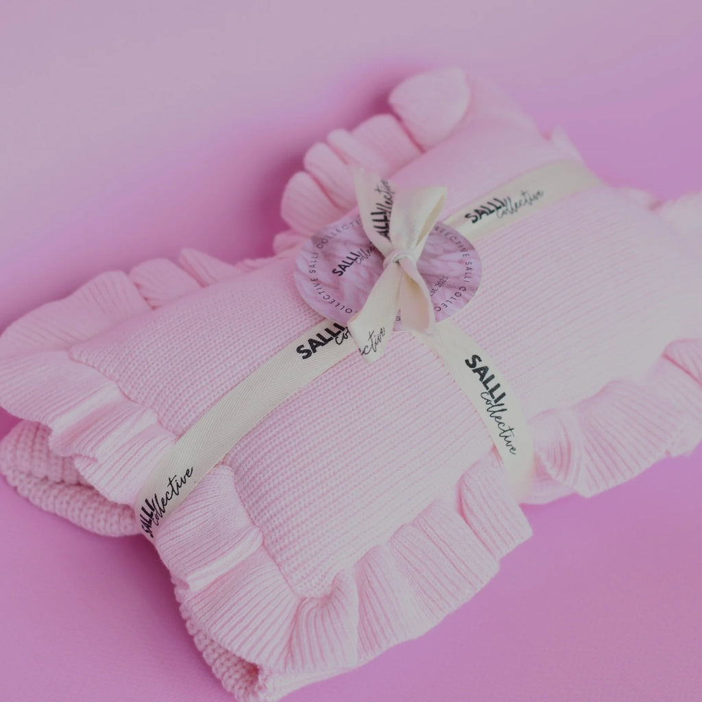 Pink frilled doll Blanket + Pillow set