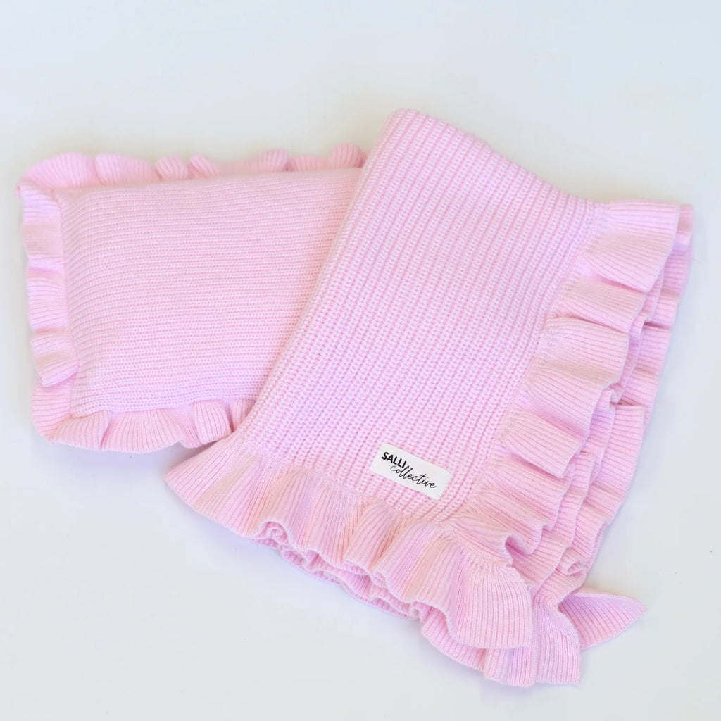 Pink frilled doll Blanket + Pillow set