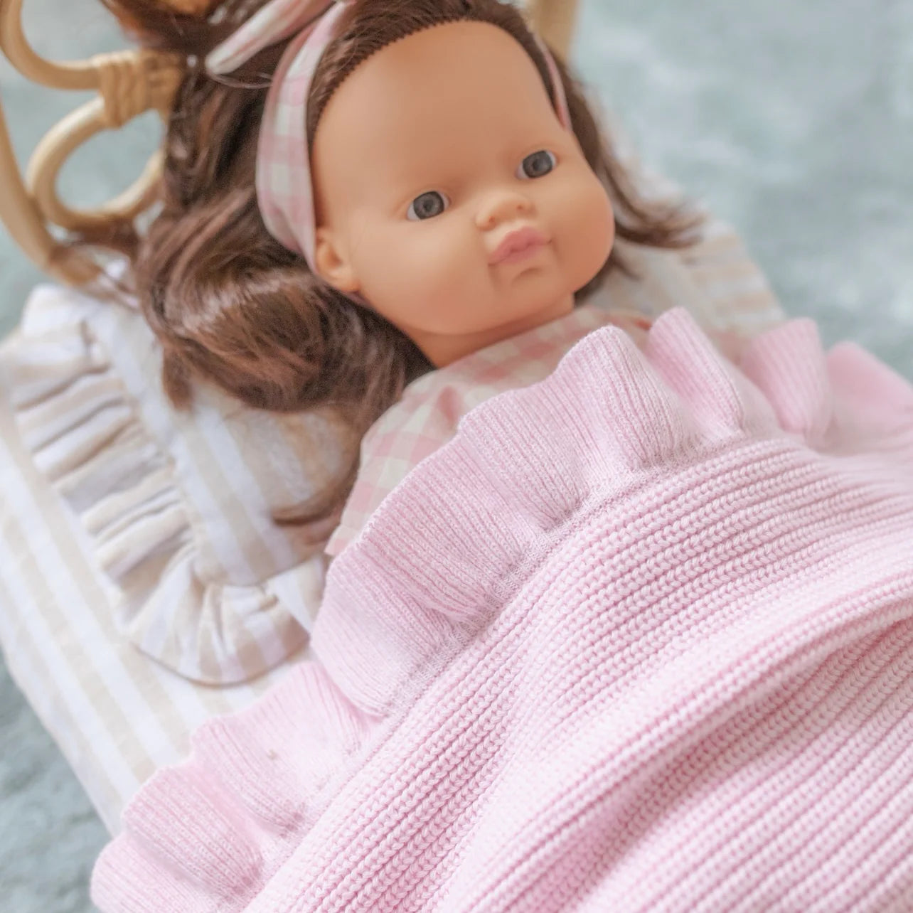 Luxe Ruffle Dolly Blanket - Powder Blush