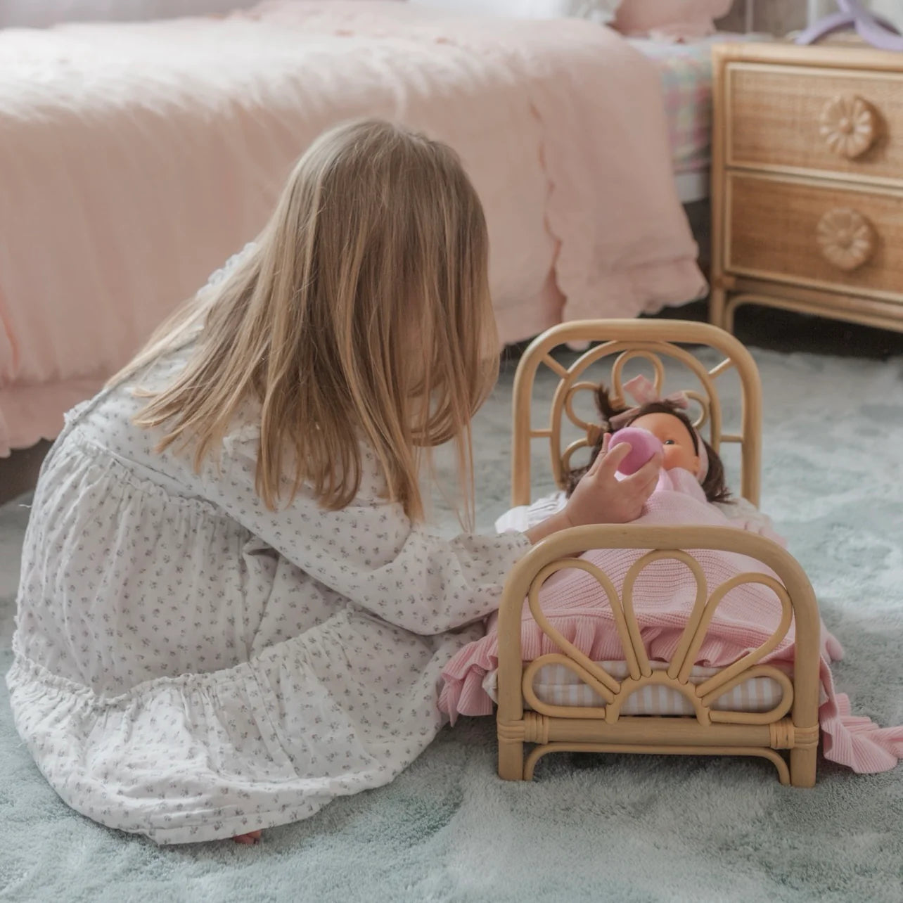 Luxe Ruffle Dolly Blanket - Powder Blush