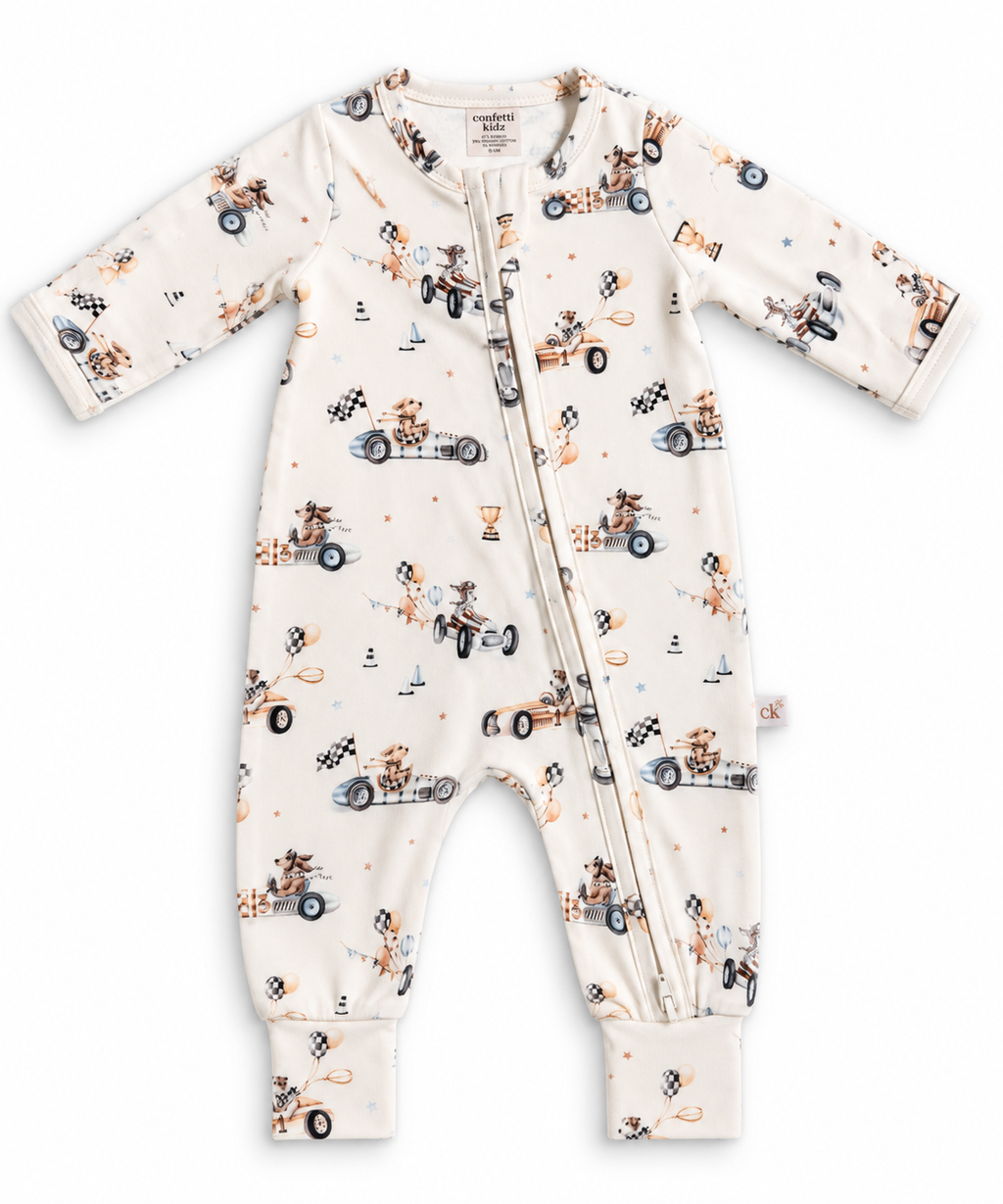 Pup Racer | Bamboo Zipsuit