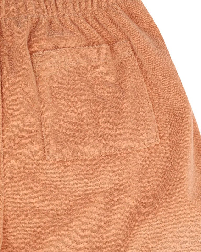 Caramel Side Stripe Towelling Shorts