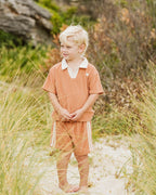 Caramel Side Stripe Towelling Shorts