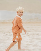 Caramel Side Stripe Towelling Shorts