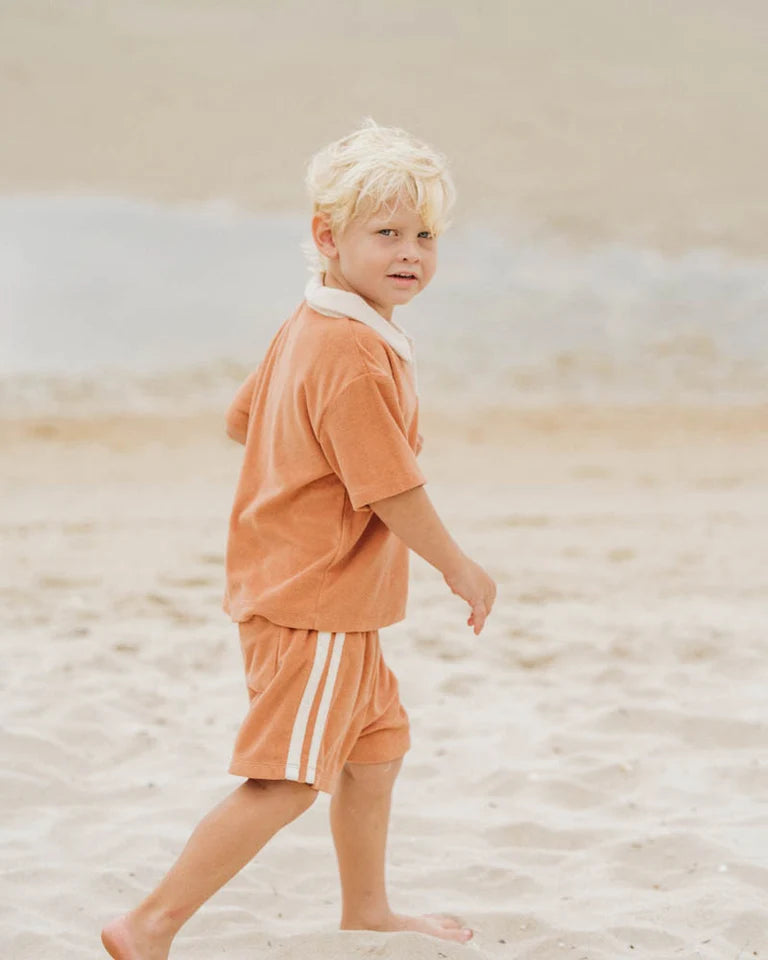 Caramel Side Stripe Towelling Shorts