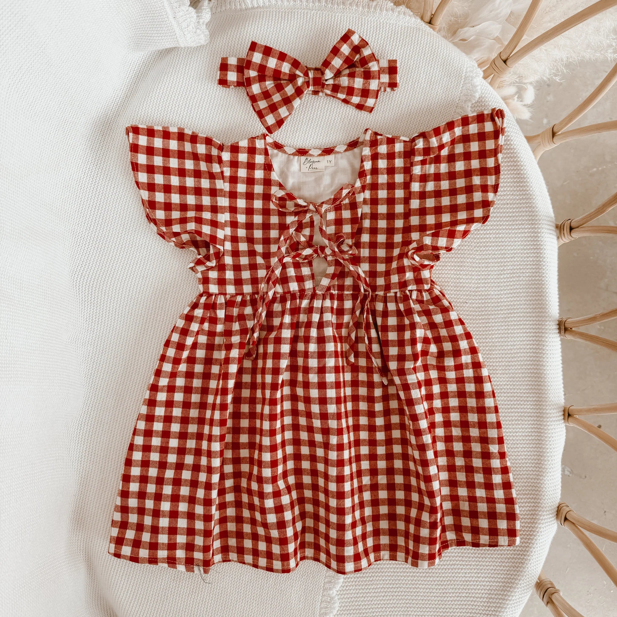 Red Gingham Topknot