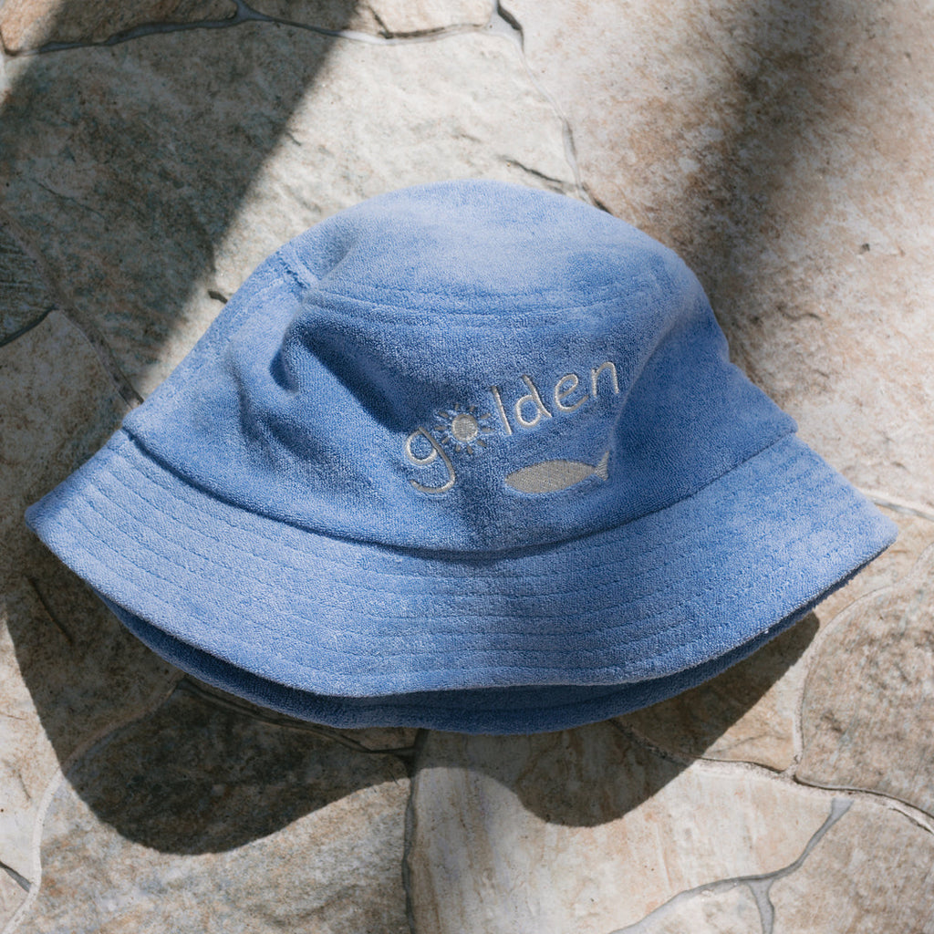 Retro Ciao Golden Pesci Bucket Hat Pool Blue