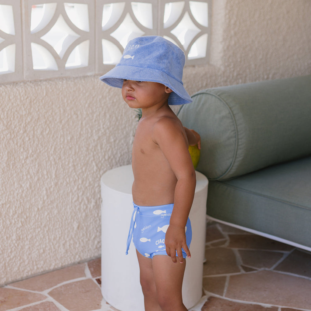 Retro Ciao Golden Pesci Bucket Hat Pool Blue