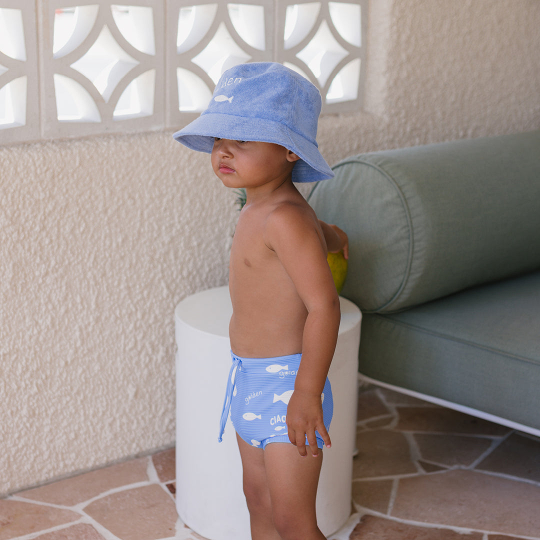 Retro Ciao Golden Pesci Bucket Hat Pool Blue