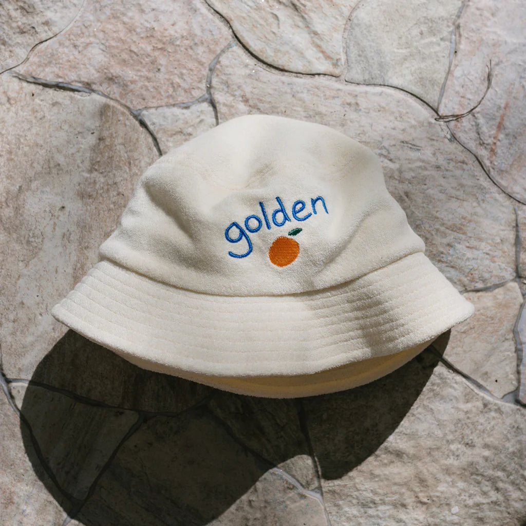 Retro Golden Orange Bucket Hat - Cream