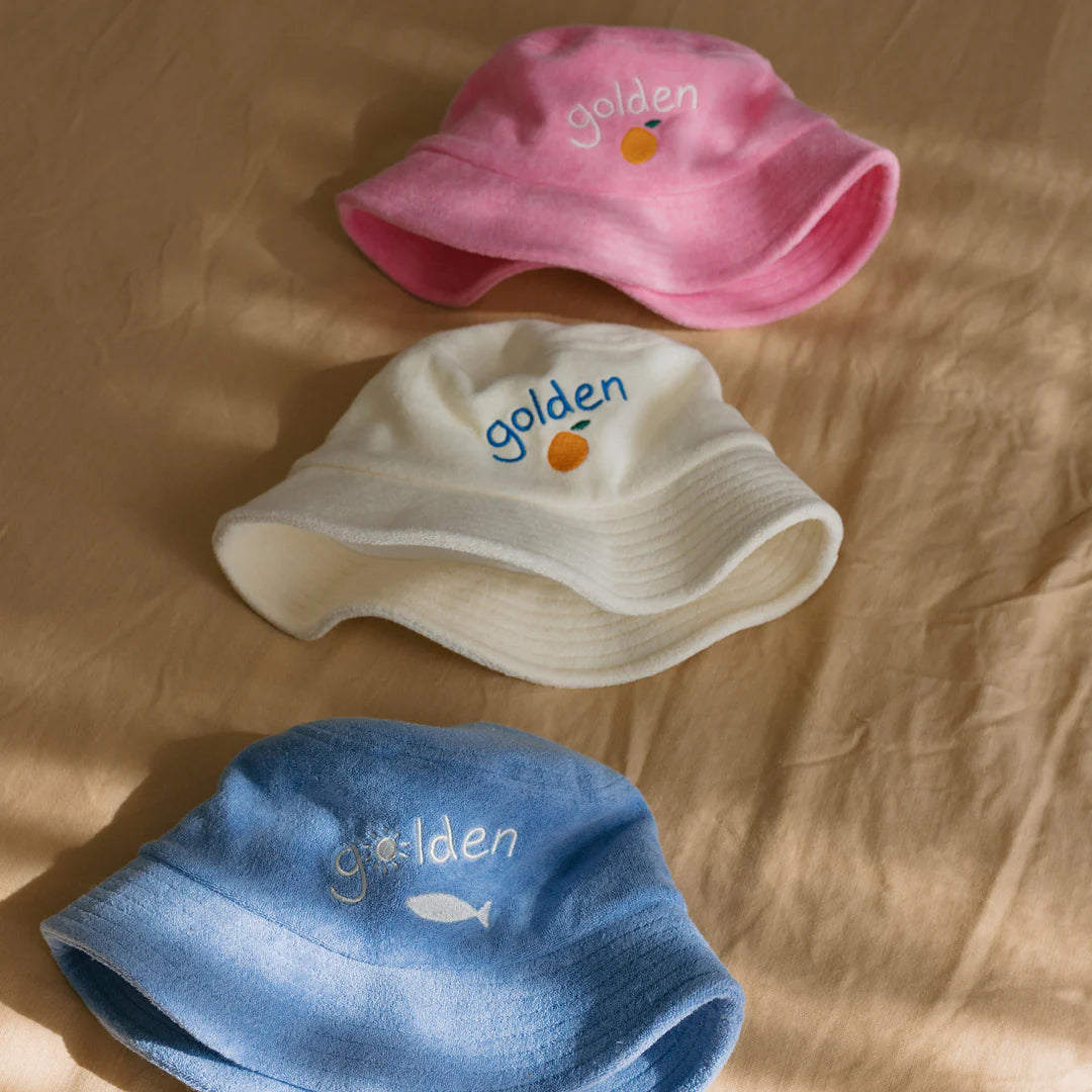 Retro Golden Orange Bucket Hat - Cream