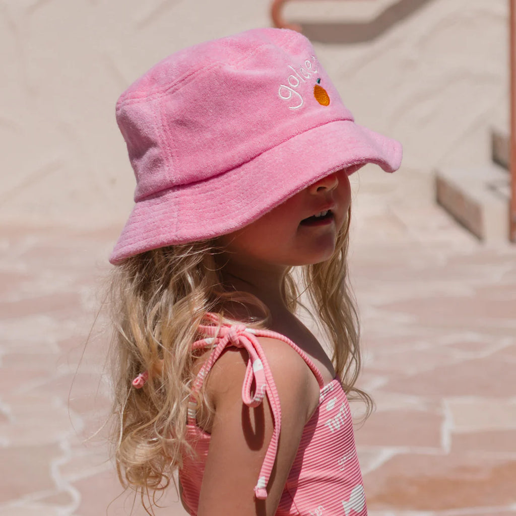 Retro Golden Orange Bucket Hat - Strawberry