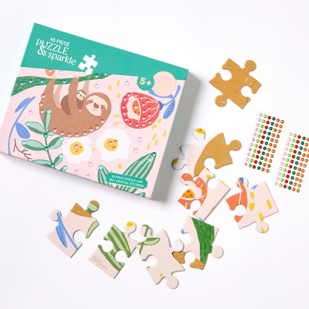 PREORDER 45 Piece Kids Puzzle with Gems - Sloth