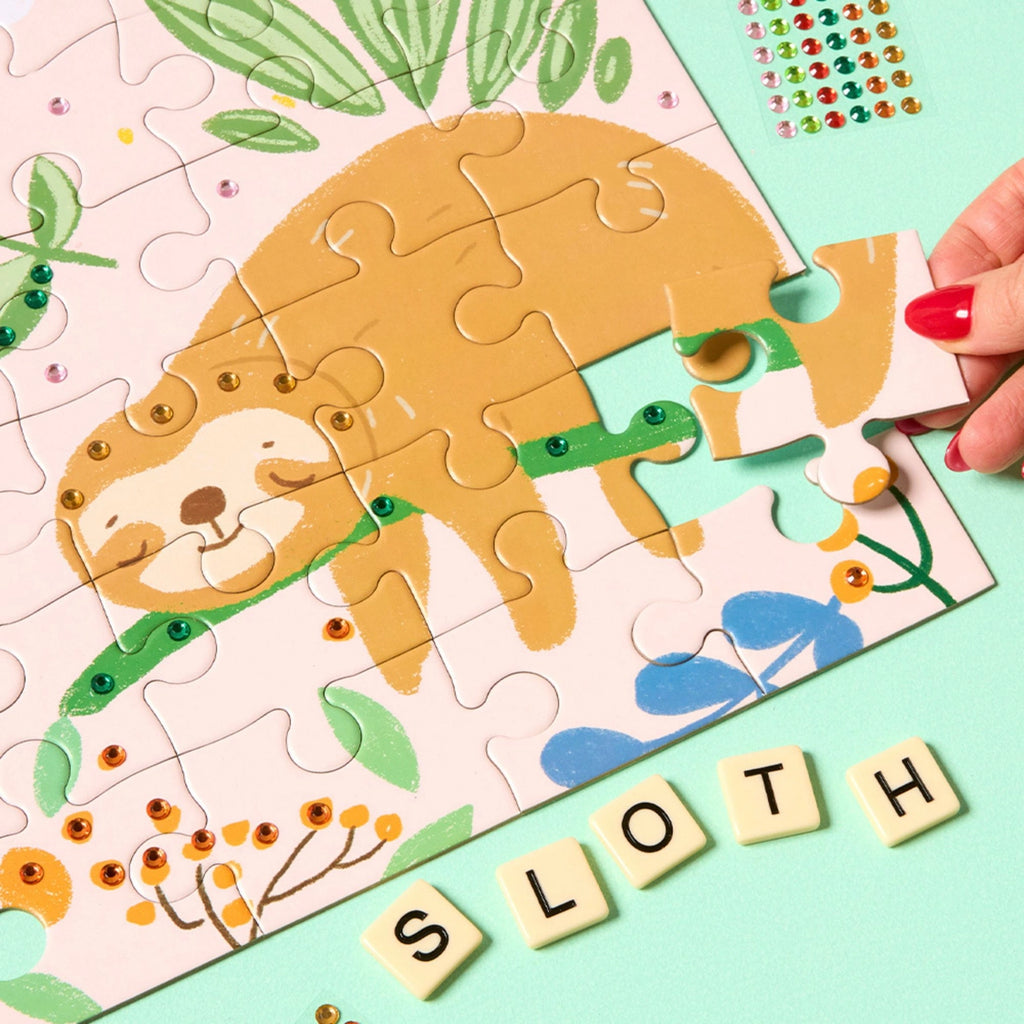 PREORDER 45 Piece Kids Puzzle with Gems - Sloth