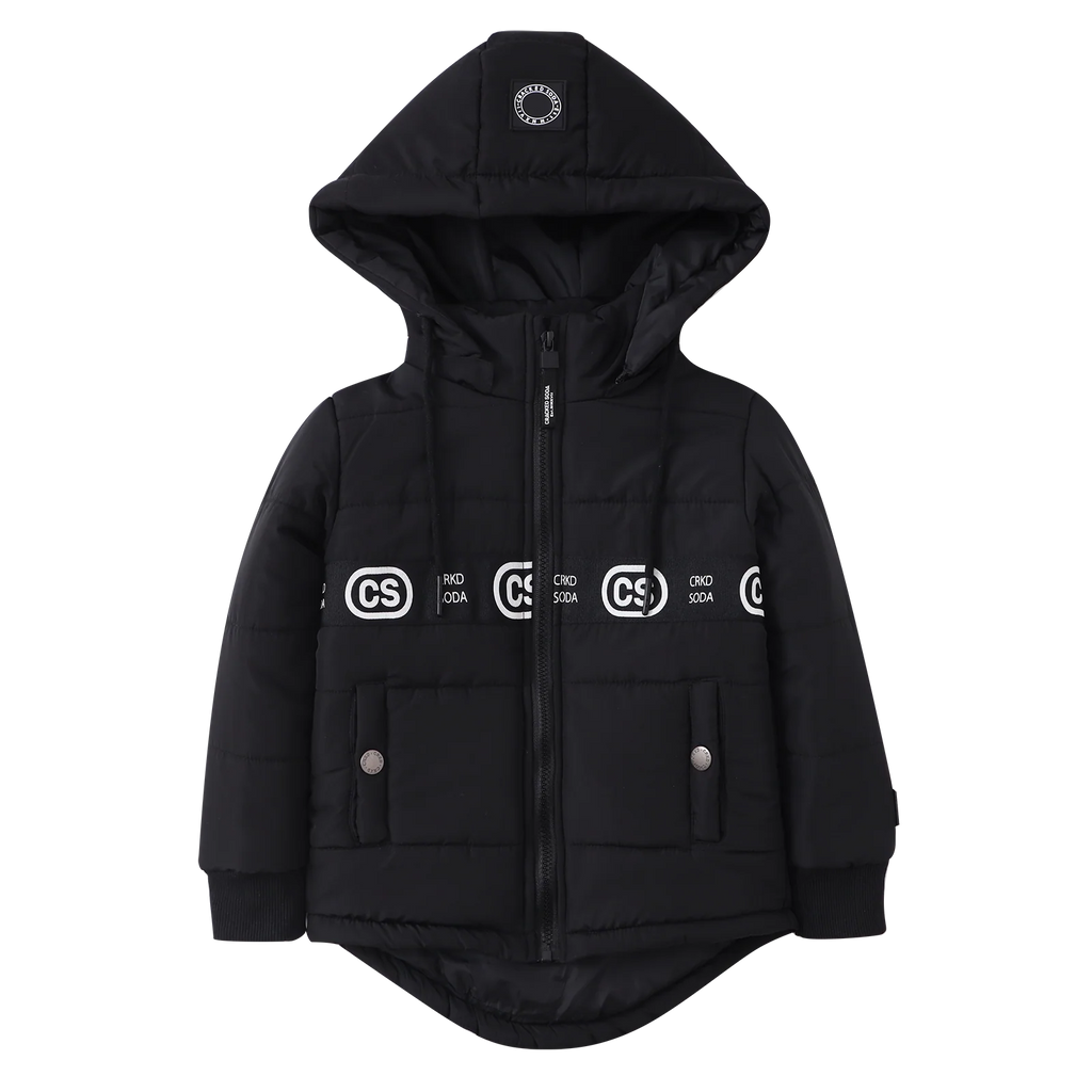 Noah Elevated Puff Jacket with Removable Hood - Black