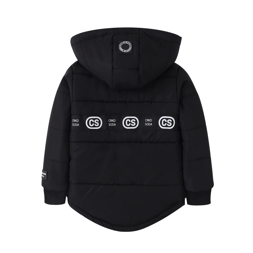 Noah Elevated Puff Jacket with Removable Hood - Black