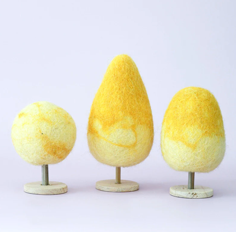 Felt Trees - Set of 3 Yellow