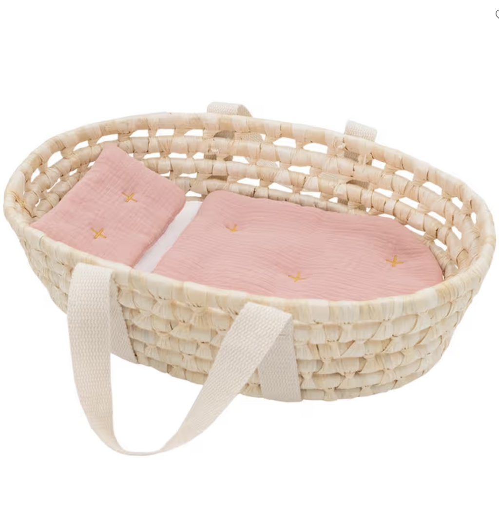 Rattan Doll Moses Basket Set - Blush