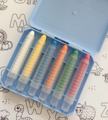 6 Retractable Washable Crayons + Pencil Case