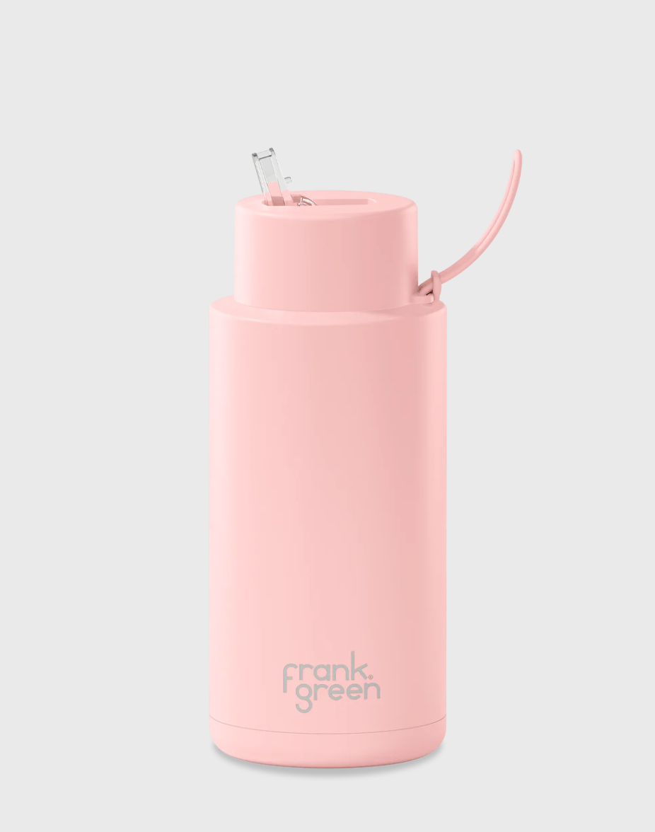 34oz SS Ceramic Reusable Bottle Blushed with Straw Lid