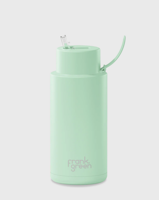 34oz SS Ceramic Reusable Bottle Mint Gelato with Straw Lid