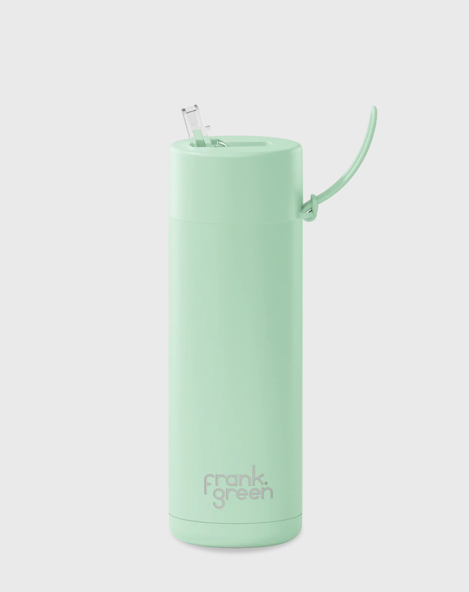 20oz SS Ceramic Reusable Bottle Mint Gelato with Straw Lid