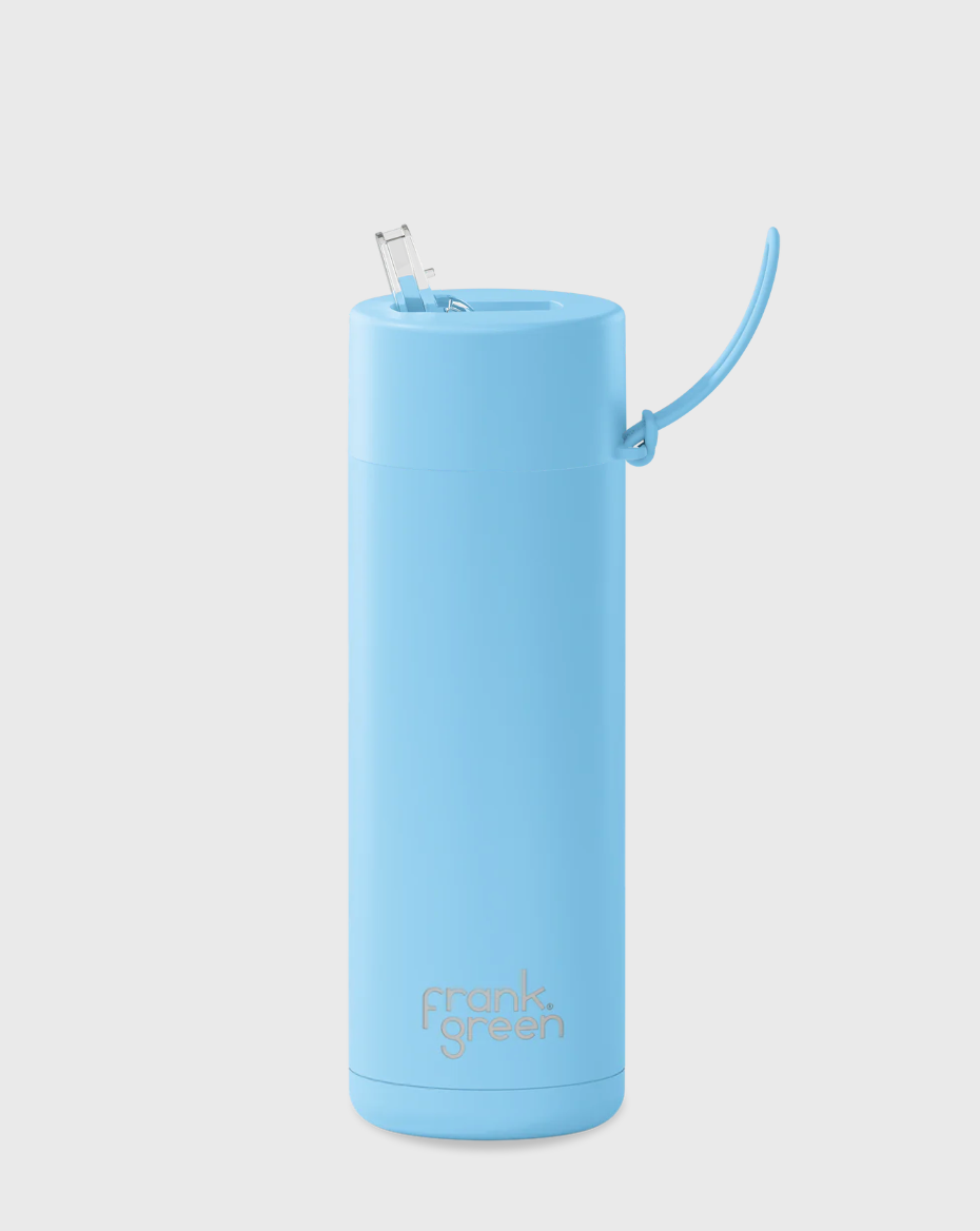 20oz SS Ceramic Reusable Bottle Sky Blue with Straw Lid