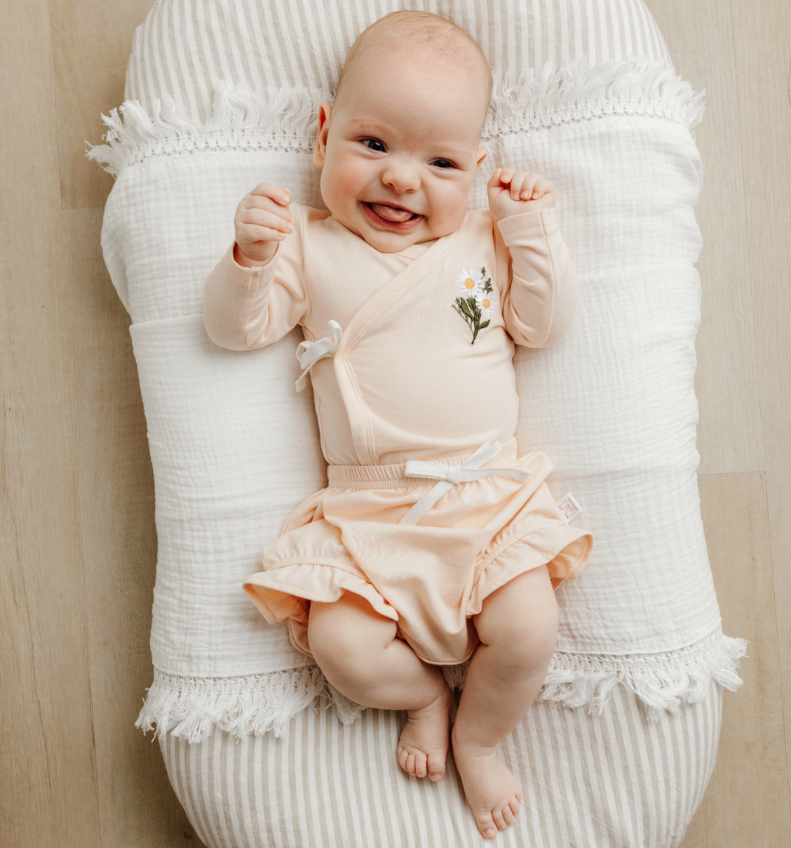 Bamboo/Organic Cotton Freya Long Sleeve Bodysuit - Peach