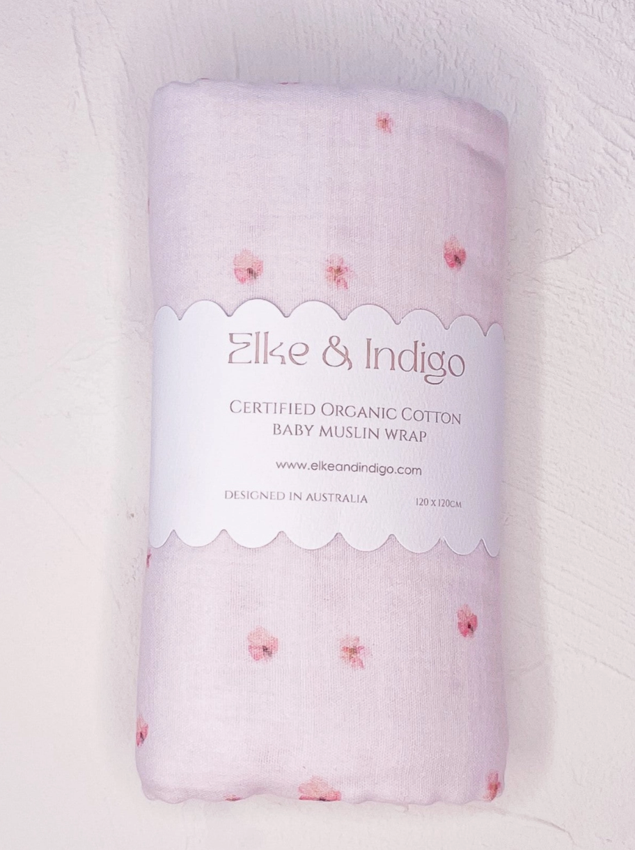 Organic Cotton Muslin Wrap - Blossom