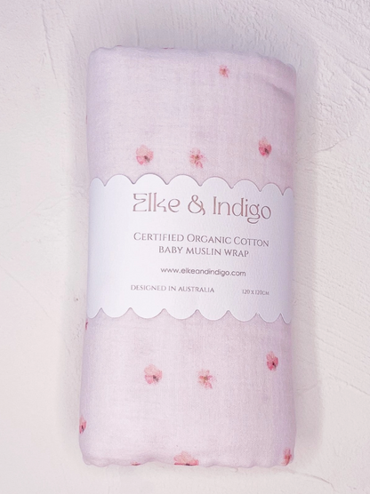 Organic Cotton Muslin Wrap - Blossom