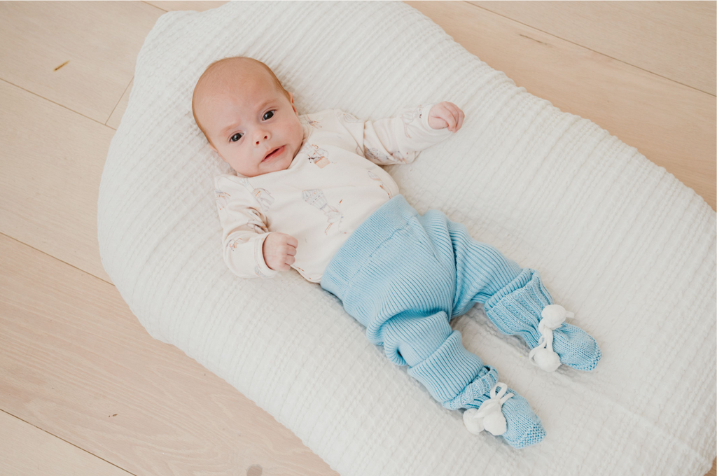 Ribbed Knit Leggings - Sky
