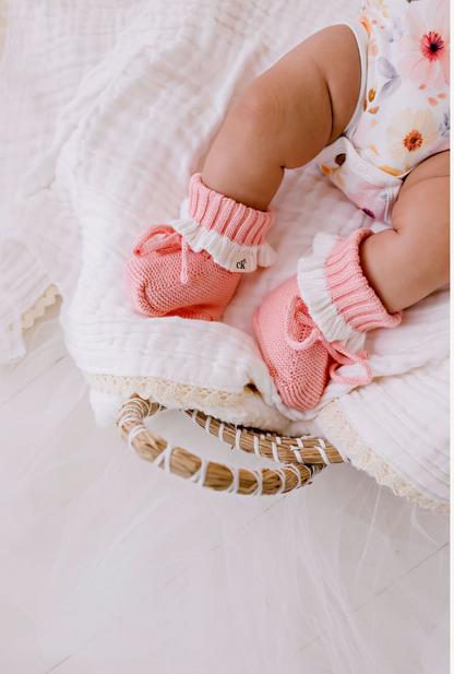 PREORDER Scallop Booties - Blush