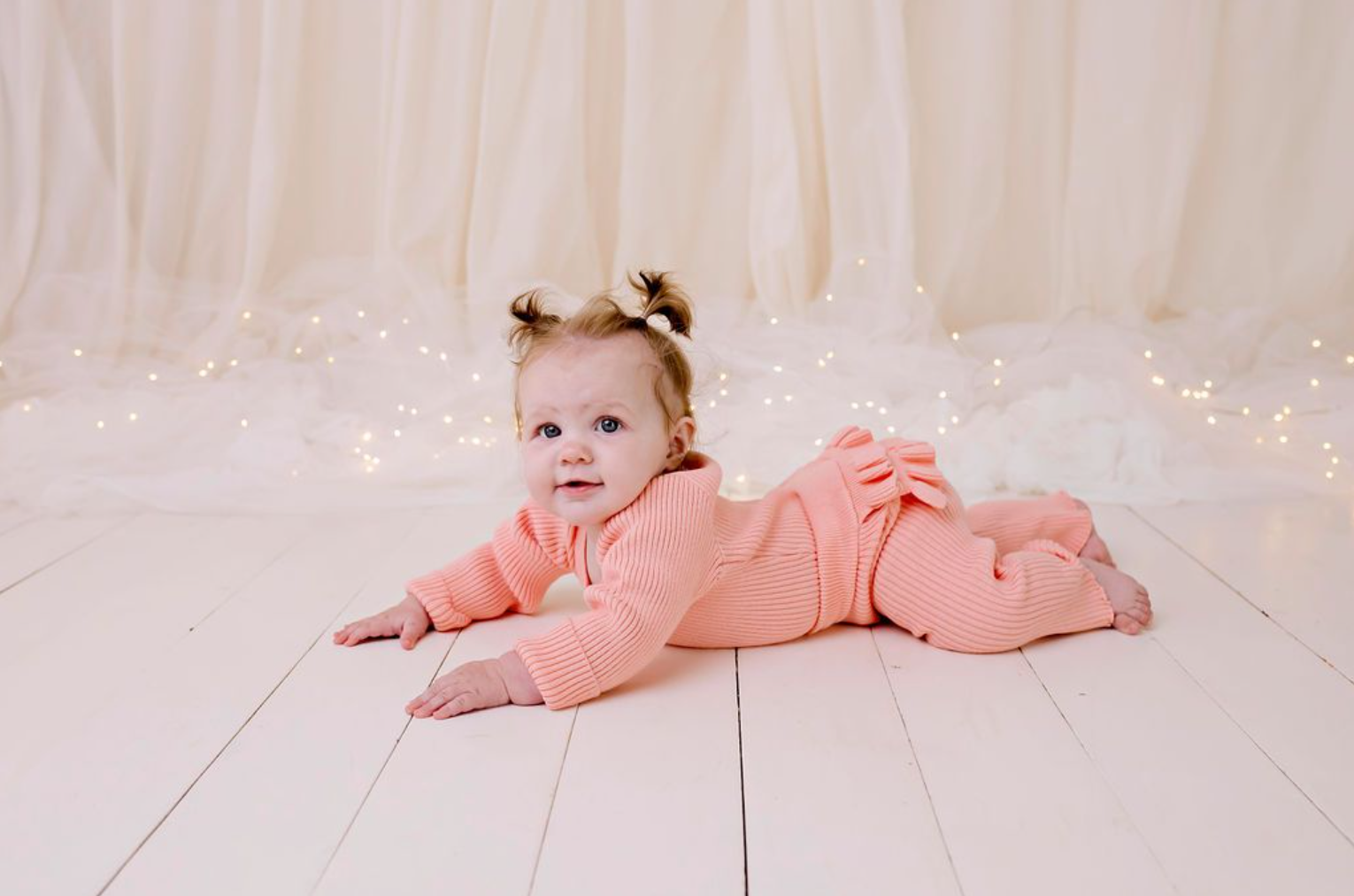 Frilly Ribbed Leggings - Peach