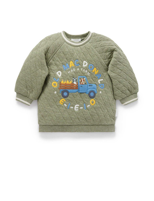 Quilted Windcheater - Olive Melange