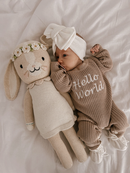 Long Ribbed Romper Teddy Brown