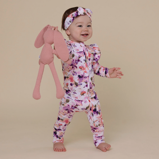 Blushing Beauty Organic Snugglesuit Convertible Romper with Frill
