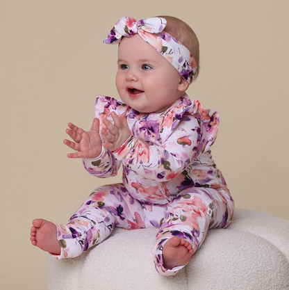 Blushing Beauty Organic Snugglesuit Convertible Romper with Frill