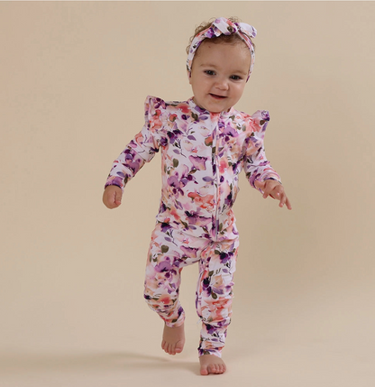 Blushing Beauty Organic Snugglesuit Convertible Romper with Frill