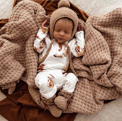 Merino Wool Bonnet & Booties - Assorted