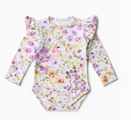 Isla Long Sleeve Organic Bodysuit with Frill
