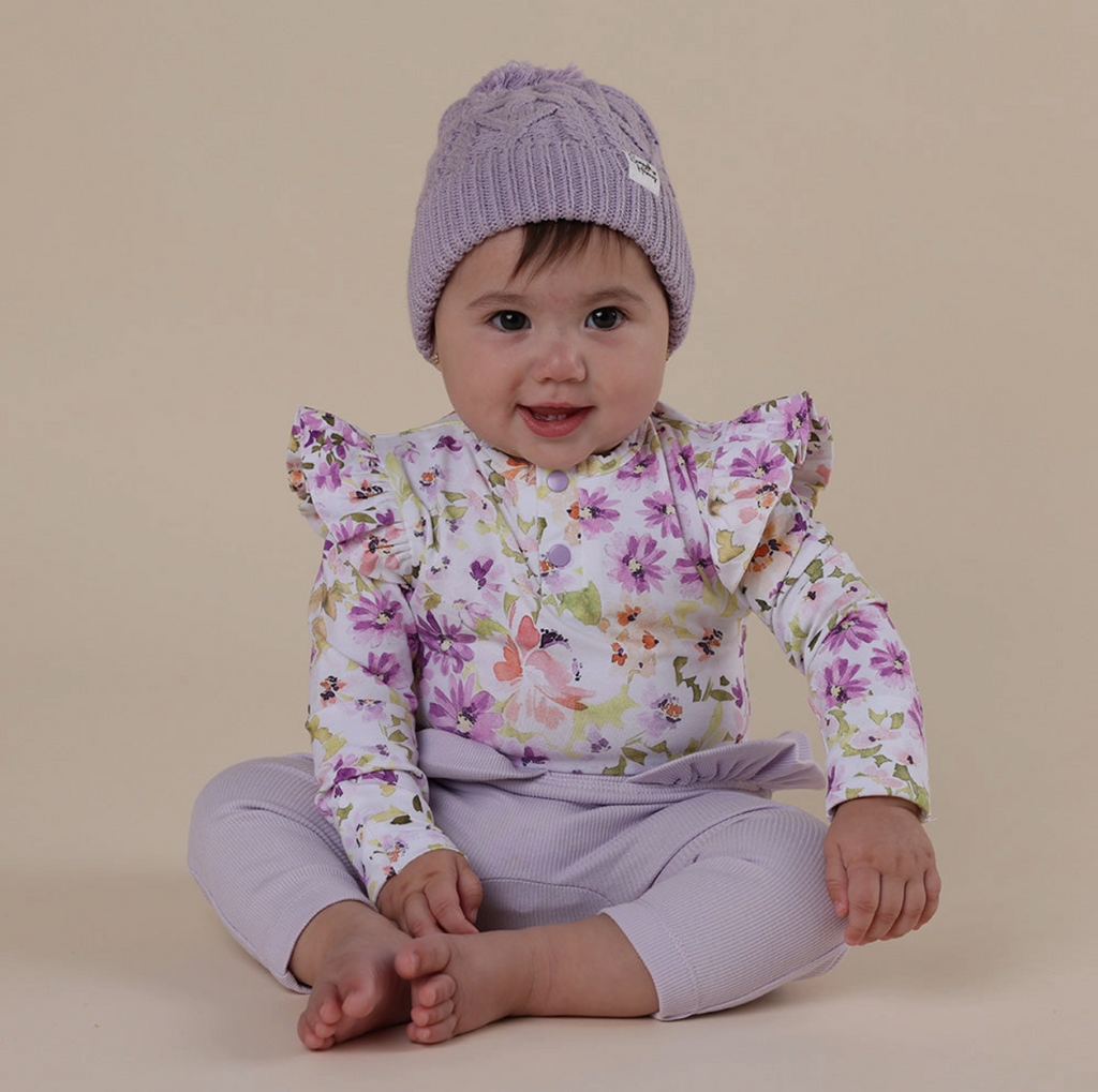 Isla Long Sleeve Organic Bodysuit with Frill