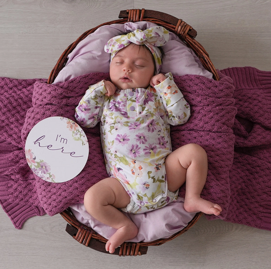 Isla Long Sleeve Organic Bodysuit with Frill