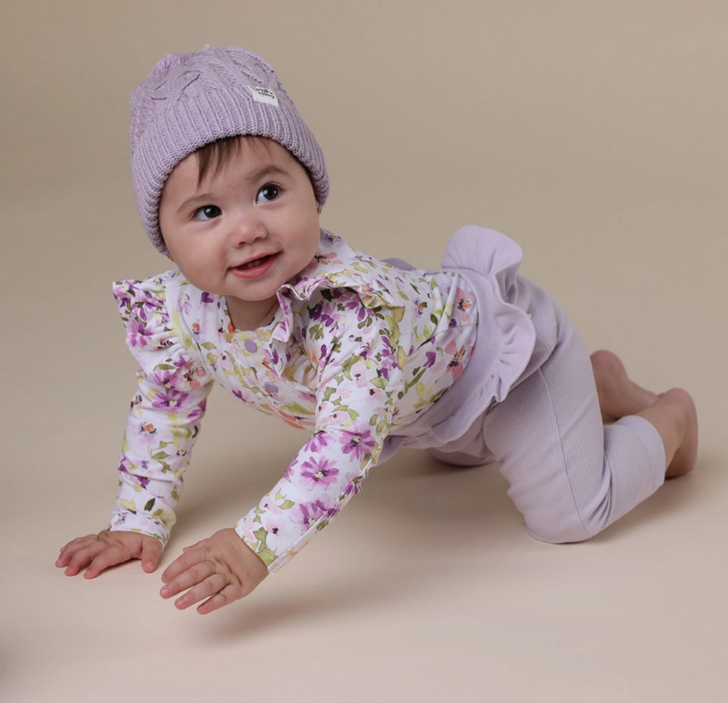 Isla Long Sleeve Organic Bodysuit with Frill