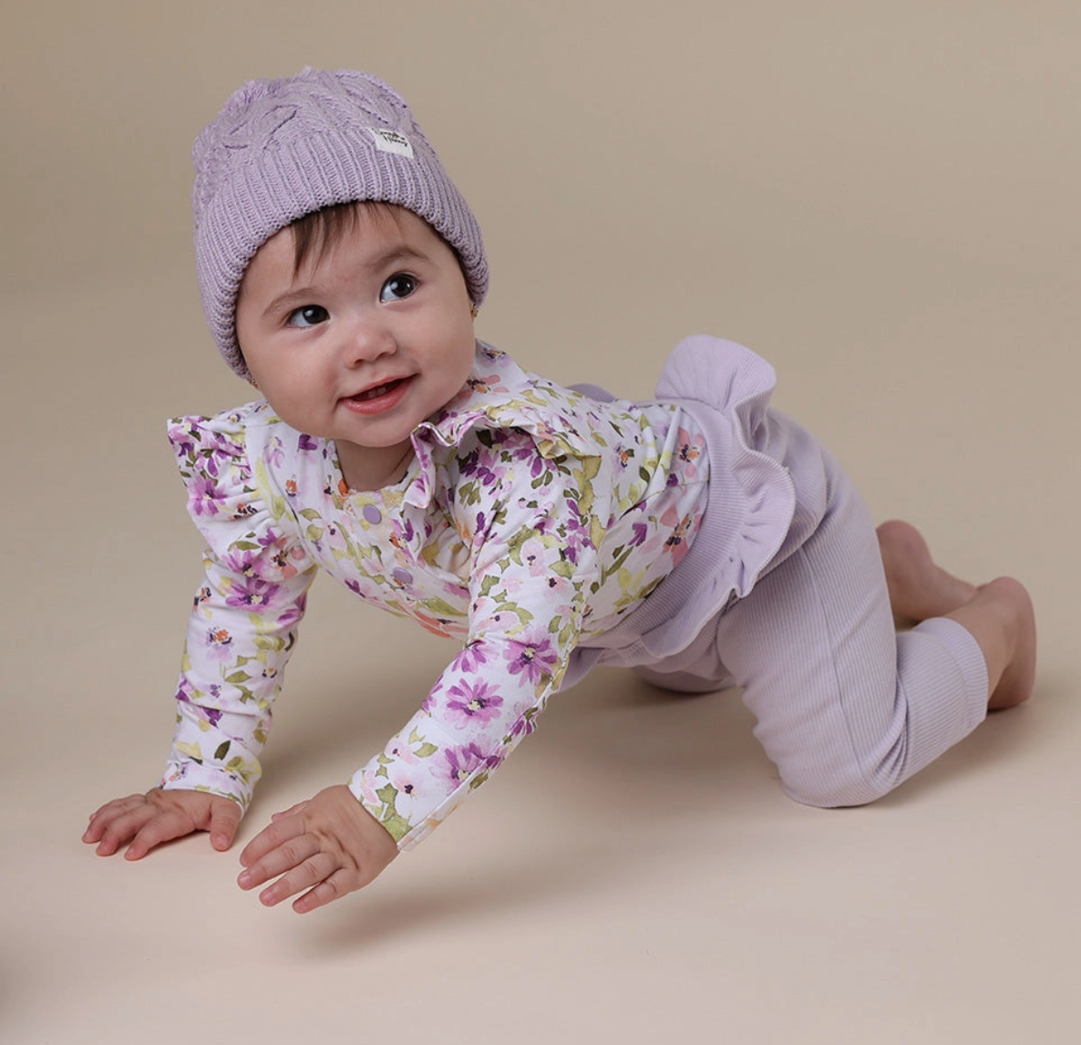 Isla Long Sleeve Organic Bodysuit with Frill