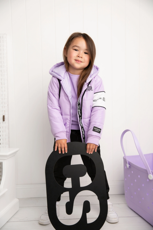 Imogen Detailed Hooded Puffer Jacket Lilac