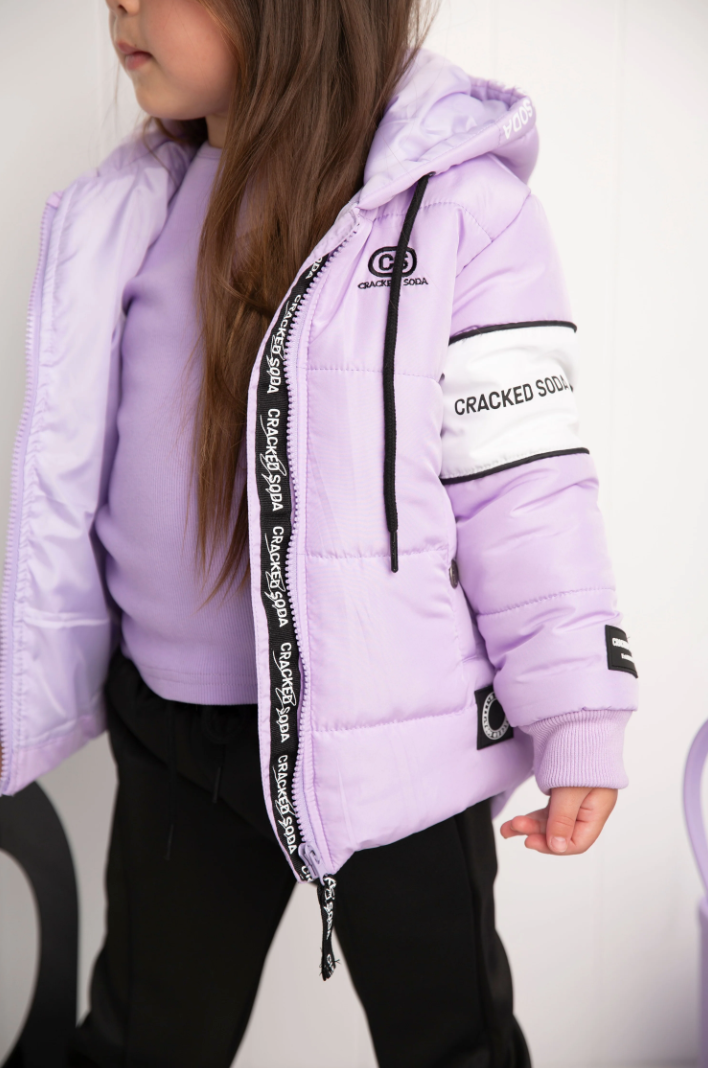 Imogen Detailed Hooded Puffer Jacket Lilac