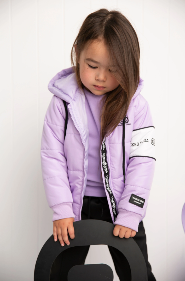 Imogen Detailed Hooded Puffer Jacket Lilac