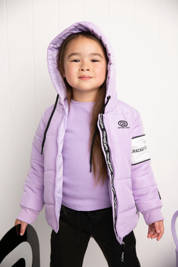 Imogen Detailed Hooded Puffer Jacket Lilac