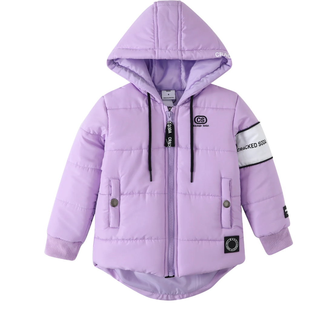 Imogen Detailed Hooded Puffer Jacket Lilac